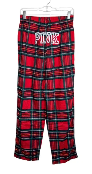Victoria’s Secret PINK Pajama Pants Red Tartan Plaid Sleepwear thumbnail 1