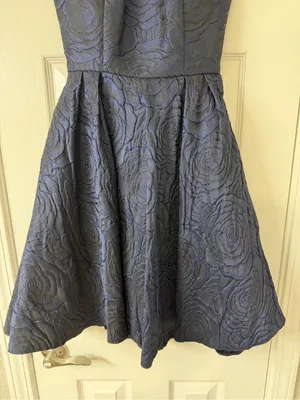 Sherri Hill Navy Halter Fit & Flare Cocktail Dress with Beaded Collar Size 6 Y2K thumbnail 3
