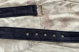 Navy Blue Canvas Fabric Belt with Silver Buckle, size 64” thumbnail 9