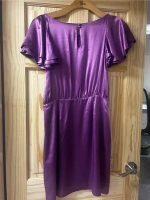 Banana Republic Purple Silk Flutter Sleeve Dress thumbnail 1