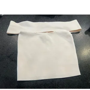 M EXPRESS Top Sleeveless Cream Ivory Off The Shoulder Short Sleeve Sweater thumbnail 2