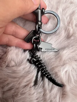 Coach Metal Small Rexy T-Rex Skeleton Puzzle Bag Charm Keychain Gunmetal Rexy thumbnail 7