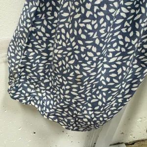 Sincerely Jules Leaf Print Smocked Waist Wide Leg Jumpsuit Medium Blue White thumbnail 8