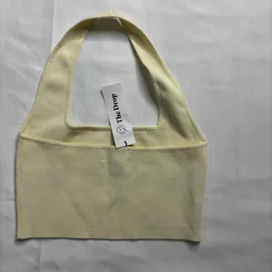 The Drop Halter Crop Top in Butter Yellow thumbnail 3