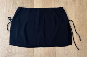 White Fox Mini Skirt Side Ties Size M Black thumbnail 1