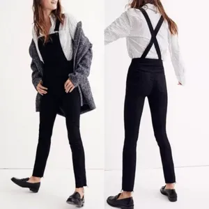 Madewell Black Skinny Raw Hem‎ Overalls thumbnail 2