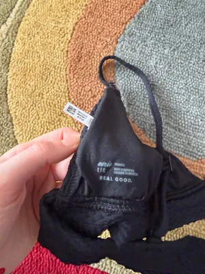 Aerie Real Good Triangle Black Bikini Top Swim Swimwear Bathing Suit Size Large thumbnail 3