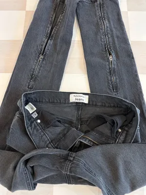 reformation camilla vintage erie black high waisted back ankle zip flare jean thumbnail 12