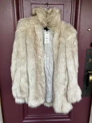 Zara Faux Fur Cost with padded shoulders thumbnail 4