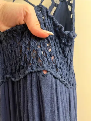 Free People Adella Navy Blue Maxi Dress XS thumbnail 10