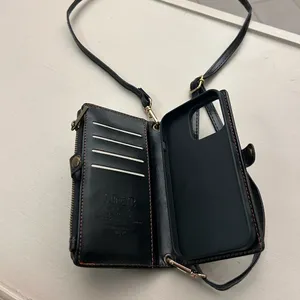 Phone Compact Black Crossbody Wallet Bag with Removable Strap excellent shape thumbnail 4