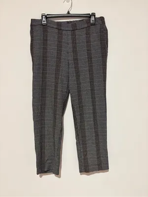 Old navy pull on straight leg plaid pants grey size 10 thumbnail 2
