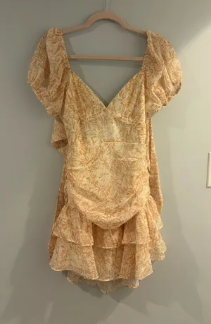 Hello Molly Yellow Floral Puff Sleeve Tiered Mini Dress thumbnail 1