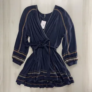 NWT $148 FREE PEOPLE Delilah midnight long sleeve boho mini dress XS thumbnail 5