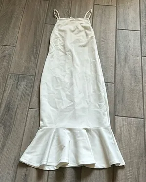 Ivory ruffle midi dress White thumbnail 1