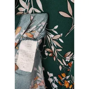 Kaileigh‎ Floral Shirt Dress Women's Green 3/4 Sleeve Belted, XLee-Length thumbnail 3