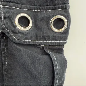 Hot Topic Grommet Carpenter Pants Womens 11 Black Y2K Goth Cargo Wide Leg thumbnail 7