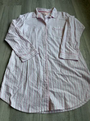 Victoria’s Secret Pink Striped Button Up Shirt Size L Pajama Lounge Top thumbnail 2