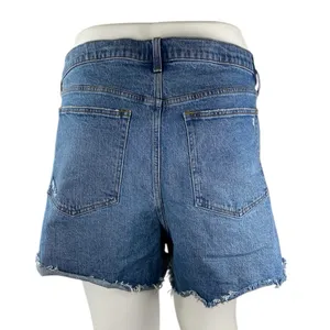 Abercrombie & Fitch Blue High Waisted Frayed Raw Hem Denim Jeans Dad Shorts 36 thumbnail 2