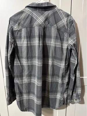 Carhartt Gray Plaid Long Sleeve Button-Up Shirt M (8/10) - A thumbnail 5