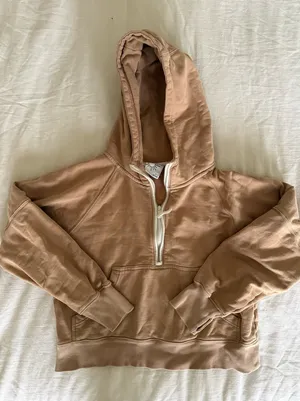 Aerie Tan Half-Zip Hoodie thumbnail 1