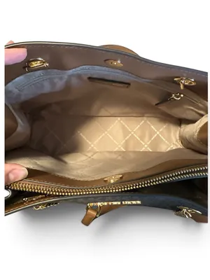 Michael Kors Teagen Large Logo Shoulder Bag Brown MK Monogram EUC purse handbag thumbnail 13