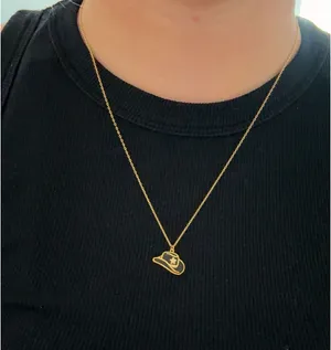 Boutique Gold Cowboy Hat Necklace – Western Country Charm Pendant New With Tags thumbnail 1