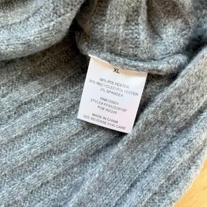 Chunky Boxy Soft Grey Oversized Bat Sleeve Sweater Pink Rose NWT XL thumbnail 7