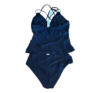 CUPSHE‎ Womens Black Tankini Swimsuit Set Size L Criss Cross Straps thumbnail 7