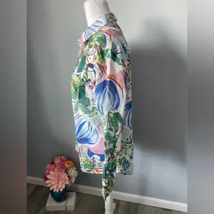 Soft Surroundings Women’s Long Sleeve Shirt Colorful Artistic Leaf & Floral Pattern – Casual Boho thumbnail 3