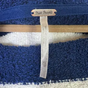 Free People Found My Friend Striped Bouclé Knit Sweater Navy Blue White Size XS thumbnail 5