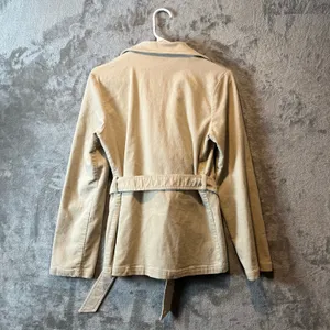 90s Y2K Beige Corduroy‎ Trench Style Jacket Safari Aesthetic Size Medium thumbnail 3