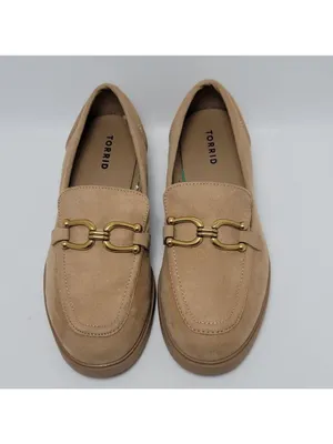 Torrid Clean Faux Suede Chunky Buckle Platform Tan Loafers Size 10 WW thumbnail 3