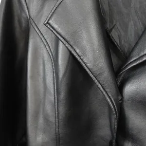 Vintage Faux Vegan Black Leather Jacket Blazer thumbnail 6