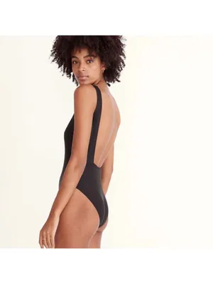 New Madewell Large Second Wave Square Neck Black One Piece Sustainable Swimsuit thumbnail 2