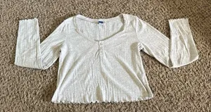 Old Navy‎ Women's Gray Cropped Long Sleeve Tee Size Medium thumbnail 1