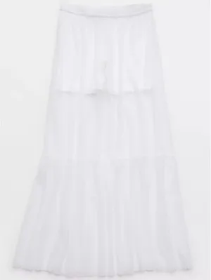 AE OFFLINE By Aerie Tiered Dot Mesh Maxi Skirt American Eagle NWT White L thumbnail 8