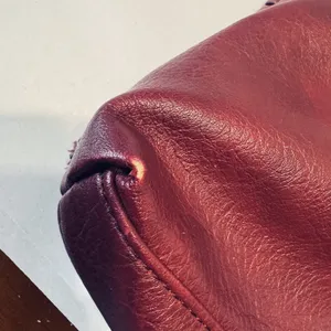 Burgundy Vegan‎ Leather shoulder bag woven flap purse slouchy hobo whipstitch thumbnail 6