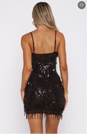 White Fox Decadent Daze Beaded Mini Dress Chocolate thumbnail 3