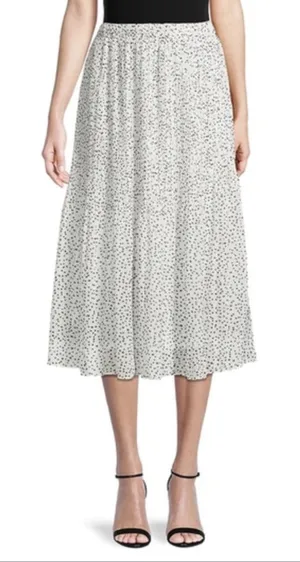 WD·NY White Black Polka Dot Pleated Tiered Midi Maxi Skirt NWT Size M thumbnail 1