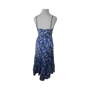 FORE Blue Floral‎ Cotton Tiered Midi Dress Cutout Ring Detail DI8291FO Womens S thumbnail 5