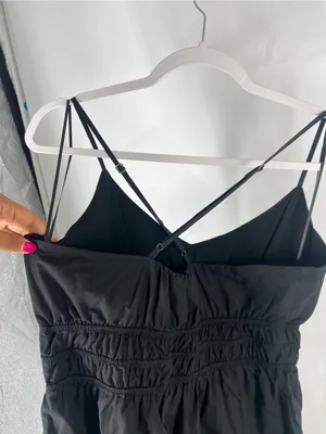 Anthropologie Somerset Tier Spaghetti Strap Mini Dress Black Size L thumbnail 6