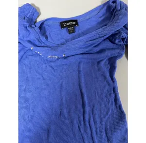 Bebe Blue Y2K Diamond Logo Graphic T-Shirt Top Blouse Tee Size XS 💎 thumbnail 5