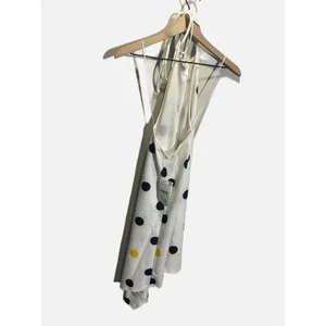 Zara Polka Dot Dress Womens Small White Yellow Halter Asymmetric Hem Summer Boho thumbnail 4