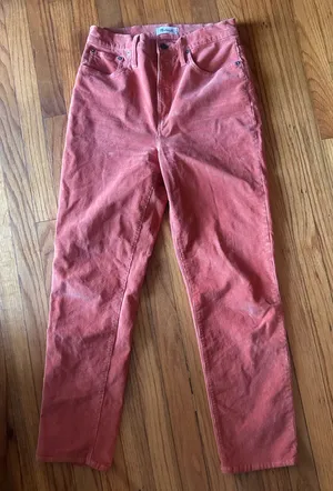 Madewell Perfect Vintage Straight Corduroy Jeans 28T Rust Orange Classic Fit thumbnail 1