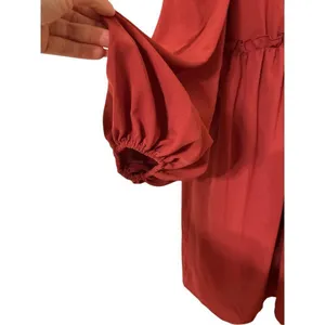 Missguided Women's Puff Sleeve Wrap Over Skater Dress Burgundy Size US:4 NWT thumbnail 4