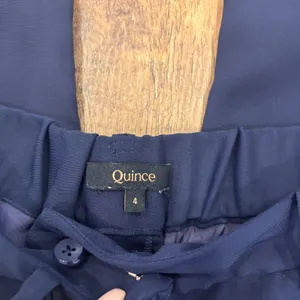 Quince Navy Blue Stretch Crepe Pleated Wide Leg Flowy Smart Casual Trousers Sz 4 thumbnail 3