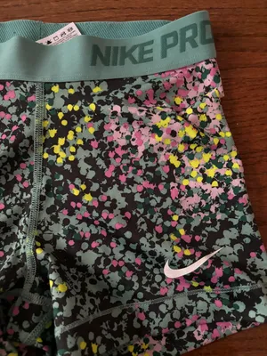 Nike Pro teal multicolor waistband Women's 3" Shorts - Small thumbnail 3