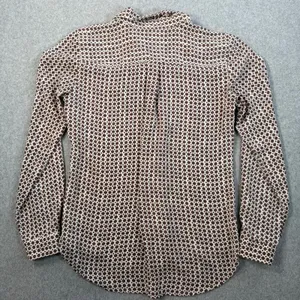LOFT Ann Taylor Women's Small Brown Cream Floral Button Up Blouse Lightweight thumbnail 10