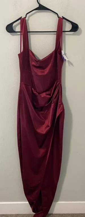 New Windsor Maroon Red, High Slit Dress thumbnail 1